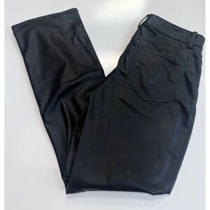 HM Black Faux Leather Straight Leg Pants High Waisted Size 8 Womens